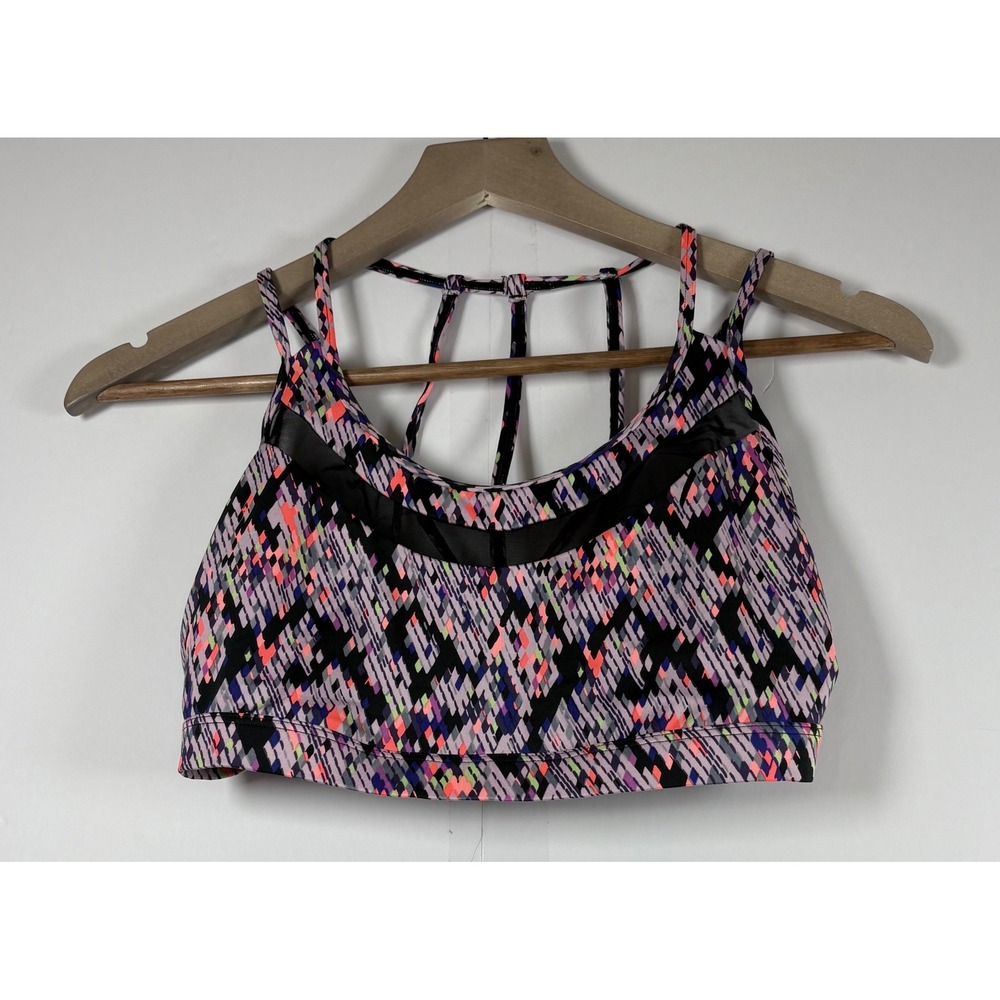 VSX Victoria's Secret Strappy Racerback Colorful Geometric Sports Bra Size‎ Med